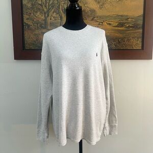 Men’s Polo Ralph Lauren Preppy Grey Cotton Thermal Crewneck Sweatshirt XXL